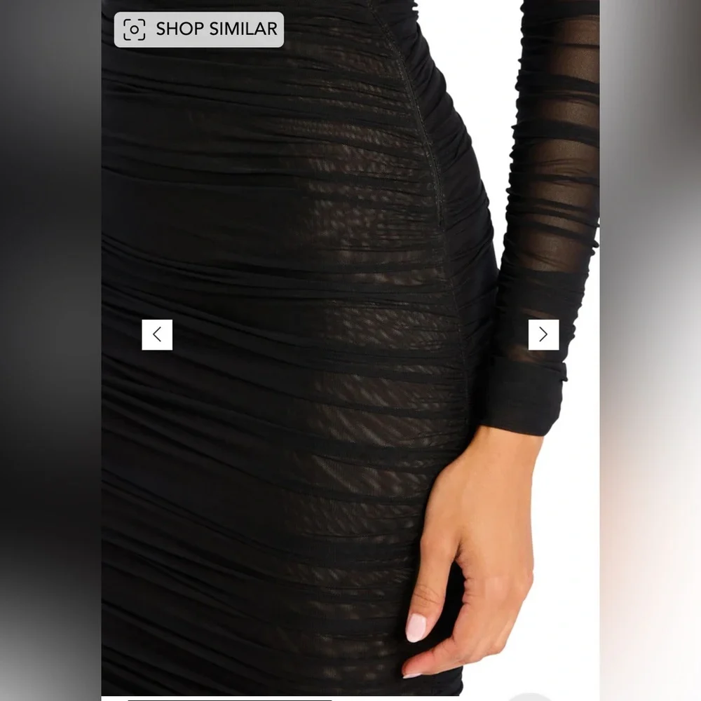 NWT 378.00 SEROYA TRINA MESH RUCHED MIDI DRESS MEDIUM - Picture 2 of 5